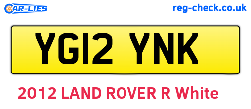 YG12YNK are the vehicle registration plates.