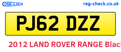 PJ62DZZ are the vehicle registration plates.