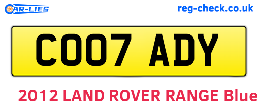 CO07ADY are the vehicle registration plates.