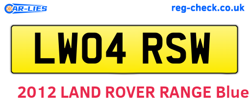 LW04RSW are the vehicle registration plates.