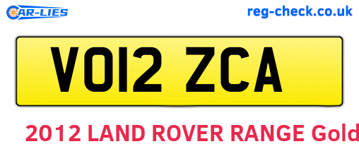 VO12ZCA are the vehicle registration plates.