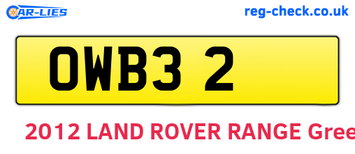 OWB32 are the vehicle registration plates.