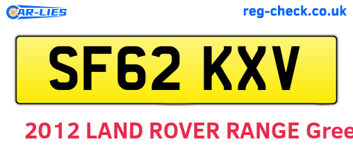 SF62KXV are the vehicle registration plates.