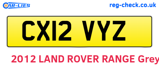 CX12VYZ are the vehicle registration plates.