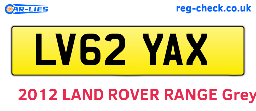 LV62YAX are the vehicle registration plates.