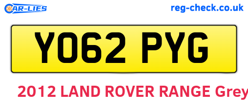 YO62PYG are the vehicle registration plates.