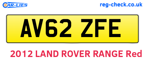 AV62ZFE are the vehicle registration plates.