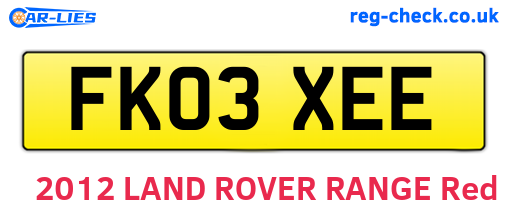 FK03XEE are the vehicle registration plates.