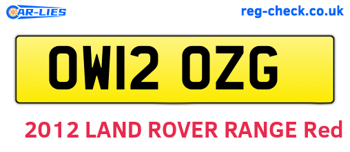 OW12OZG are the vehicle registration plates.