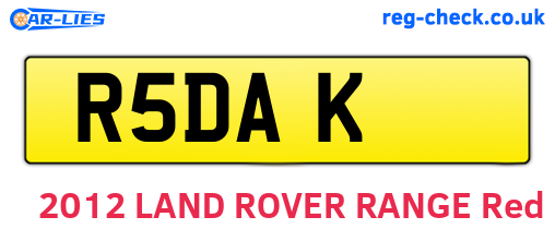 R5DAK are the vehicle registration plates.