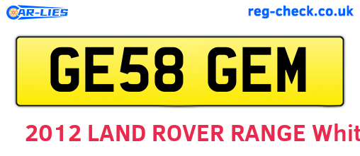 GE58GEM are the vehicle registration plates.