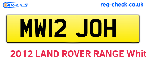 MW12JOH are the vehicle registration plates.