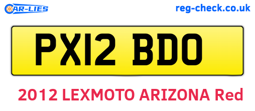 PX12BDO are the vehicle registration plates.