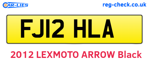 FJ12HLA are the vehicle registration plates.