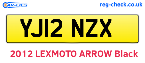 YJ12NZX are the vehicle registration plates.