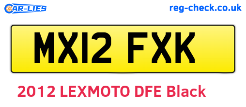 MX12FXK are the vehicle registration plates.