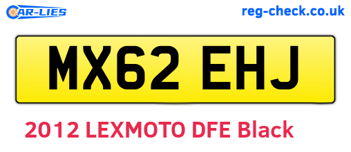 MX62EHJ are the vehicle registration plates.