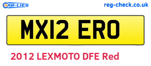 MX12ERO are the vehicle registration plates.