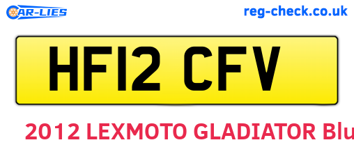 HF12CFV are the vehicle registration plates.
