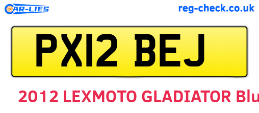 PX12BEJ are the vehicle registration plates.