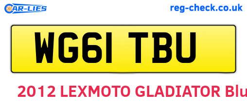 WG61TBU are the vehicle registration plates.