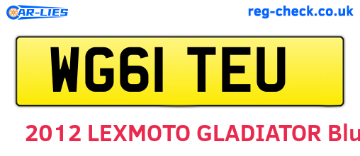 WG61TEU are the vehicle registration plates.