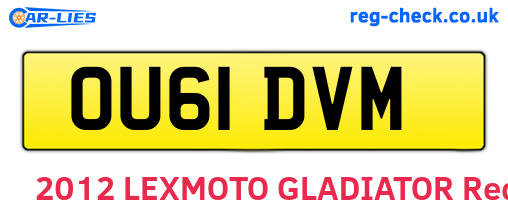 OU61DVM are the vehicle registration plates.