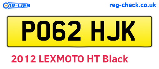 PO62HJK are the vehicle registration plates.