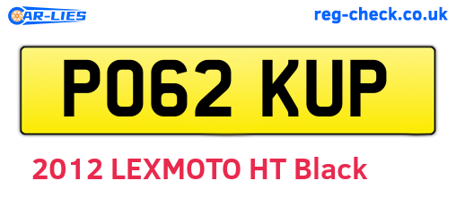 PO62KUP are the vehicle registration plates.