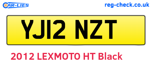 YJ12NZT are the vehicle registration plates.