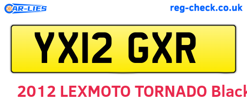 YX12GXR are the vehicle registration plates.