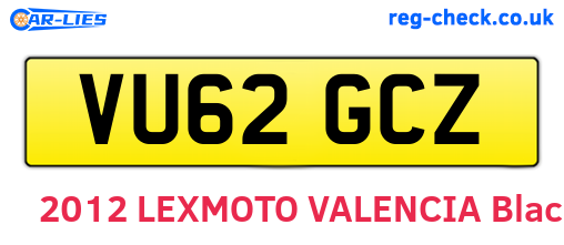 VU62GCZ are the vehicle registration plates.