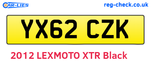 YX62CZK are the vehicle registration plates.