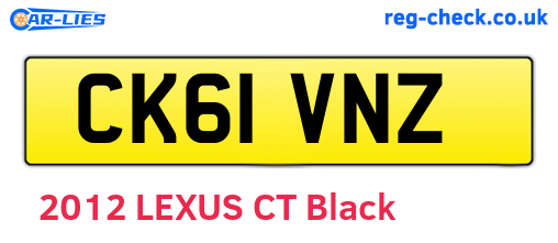 CK61VNZ are the vehicle registration plates.