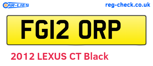 FG12ORP are the vehicle registration plates.