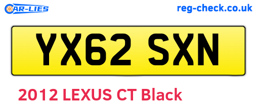 YX62SXN are the vehicle registration plates.