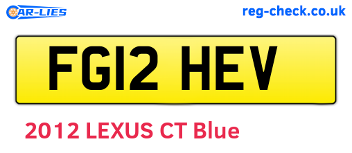 FG12HEV are the vehicle registration plates.