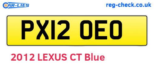 PX12OEO are the vehicle registration plates.