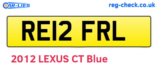 RE12FRL are the vehicle registration plates.