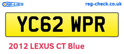 YC62WPR are the vehicle registration plates.