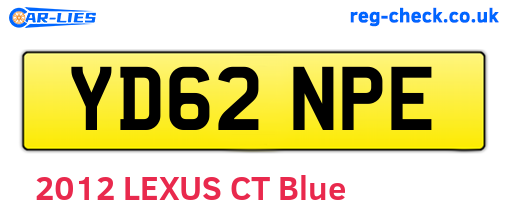 YD62NPE are the vehicle registration plates.