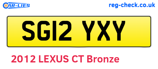 SG12YXY are the vehicle registration plates.