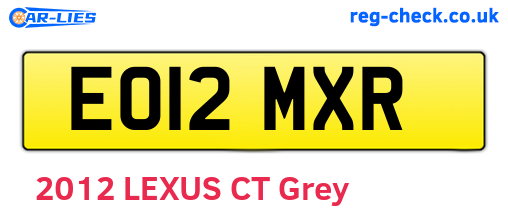EO12MXR are the vehicle registration plates.
