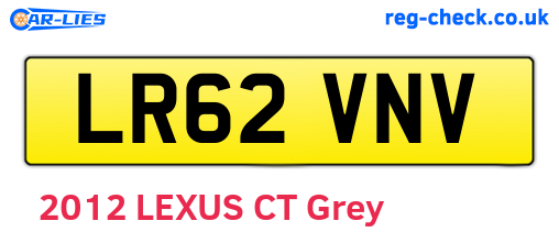 LR62VNV are the vehicle registration plates.