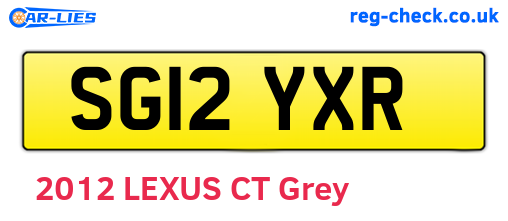 SG12YXR are the vehicle registration plates.