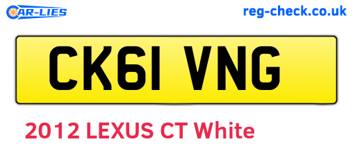 CK61VNG are the vehicle registration plates.