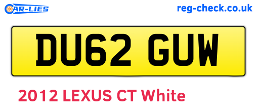 DU62GUW are the vehicle registration plates.
