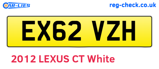 EX62VZH are the vehicle registration plates.
