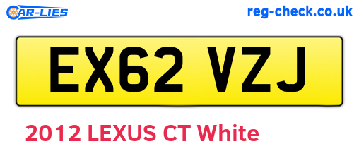 EX62VZJ are the vehicle registration plates.