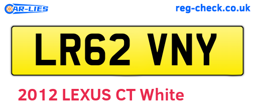 LR62VNY are the vehicle registration plates.
